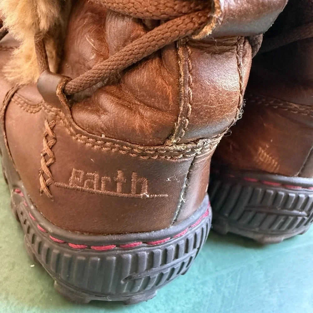 Earth Kalso Central Leather Winter Boots 6B Faux Fur Lined Thinsulate Gorpcore